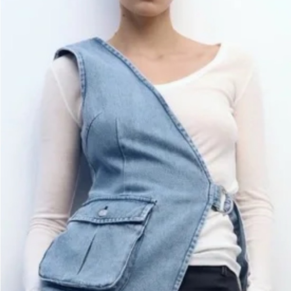 Zara Denim Asymmetrical Top